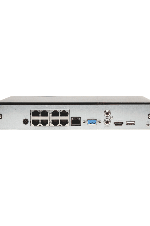 DAHUA NVR1108HS-8P-S3/H - NVR de 8 Megapixeles/ 4k/ 8 Canales IP/ 8 Puertos PoE/ Smart H.265+/ Rendimiento de 80 Mbps/ Salida de Video HDMI&VGA/ 1 Bahía de Disco Duro de Hasta 8TB/ Soporta Cámaras con Protocolo Onvif & RTSP/